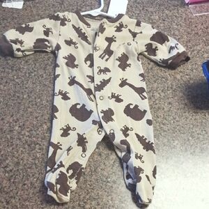 Carter's Tan and Brown Animal Print Footie